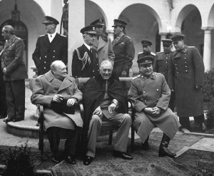 Photograph of Churchill, Roosevelt, and Stalin at Yalta