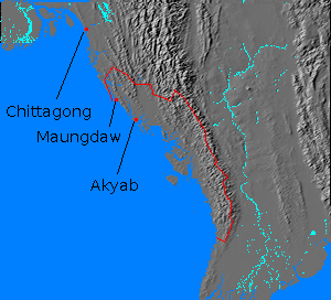 Relief map of Arakan