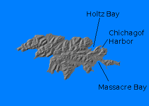Digital relief map of Attu