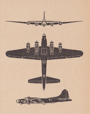 Three-view diagram of B-17 from recognition
                  manual