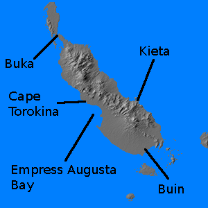 Digital relief map of Bougainville