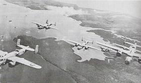 Combat photograph of aircraft over Bougainville