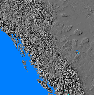 Relief map of western Canada