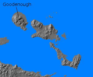 Relief map of D'Entrecasteaux Islands