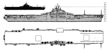 Schematic diagram of Essex class fleet carrier