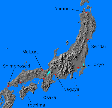 Relief map of Honshu