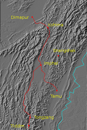 Relief map of Imphal