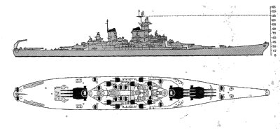 Schematic diagram of Iowa-class battleship