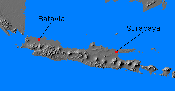 Relief map of Java