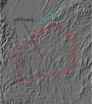 Digital relief map of Kweichow province, China