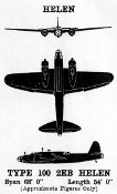 3-view diagram of Ki-49 "Helen"