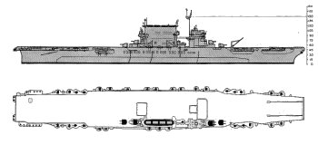 Schematic diagram of Lexington class fleet carrier