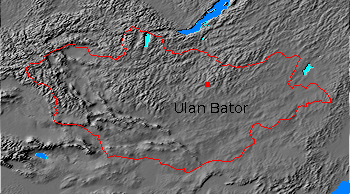 Digital relief map of Mongolia