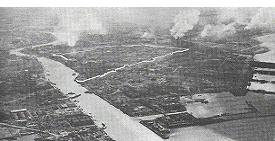 Aerial photograph of ruins of Manila