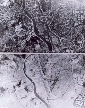 Before and after aerial photographs of Nagasaki