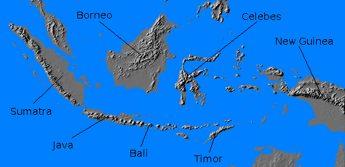 Relief map of Netherlands East Indies (Indonesia)
