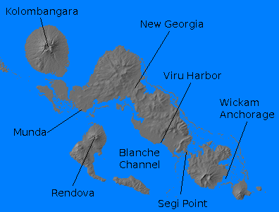 Digital relief map of
      New Georgia