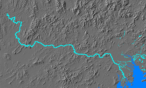 Digital relief map of Pearl River
