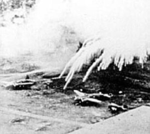 Photograph of phosphorus attack on airfield
