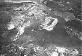 Aerial photograph of
      Pearl Harbor before the attack