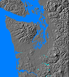 Relief map of Puget Sound