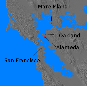 Relief map of San Francisco Bay
