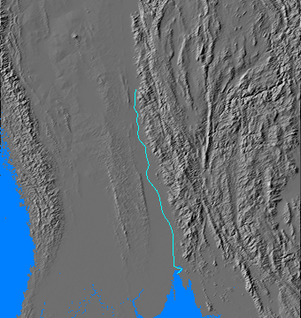 Digital relief map emphasizing the Sittang River