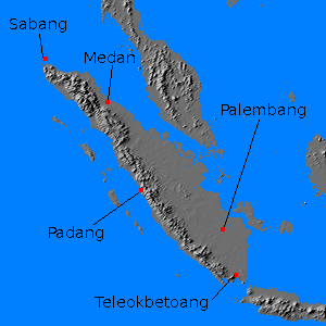 Relief map of Sumatra