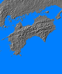 Relief map of Shikoku