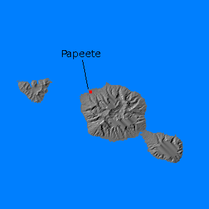 Relief map of Tahiti