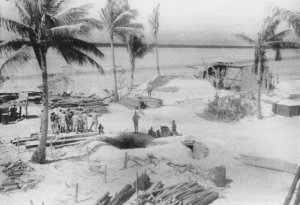 Captured Japanese photograph of gun drills on Tarawa