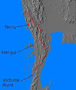 Relief map of Tenasserim