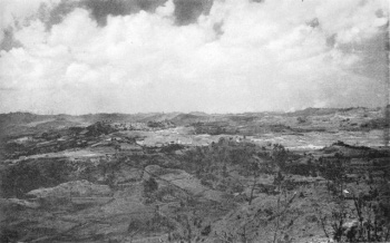 Photograph of rugged terrain at Shuri, Okinawa