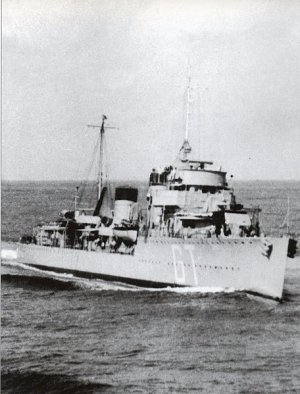 Photograph of Dutch destroyer Van Ghent