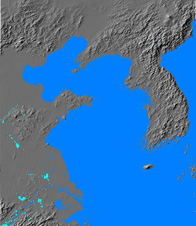 Digital relief map of Yellow Sea