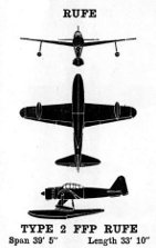 3-view diagraom of A6M2-N "Rufe" seaplane fighter