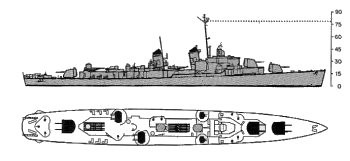 Schematic diagram of Allen M. Sumner class
                destroyer