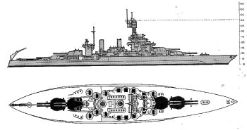 Schematic diagram of Colorado class battleship
