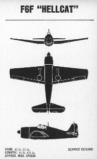 Three-view diagram of F6F Hellcat carrier
                  fighter
