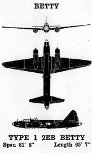 3-view diagram of G4M "Betty" bomber