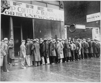 Photograph of unemployed men at charity