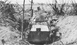 Photograph of dug in Japanese tank