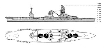 Schematic of battleship Ise