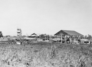 Photograph of Madang airfield following Allied liberation