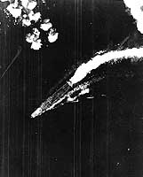 Photograph of B-17 attack on Japanese carriers at Midway