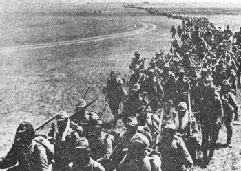 Japanese troops march on Nomonhan