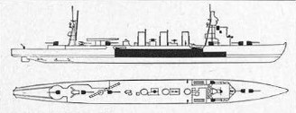 Schematic of Nagara-class light cruiser