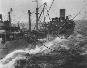 Photograph of refueling in rough seas