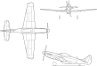 3-view diagram of P-51 Mustang
