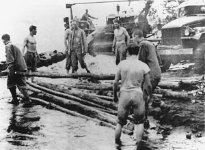 Photograph of Seabees and Marines at Cape Gloucester